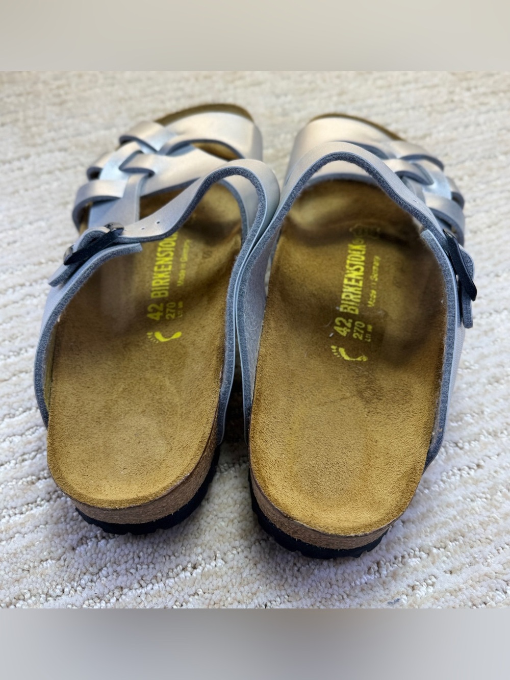 Like new Birkenstock Pisa metallic silver strap sandals - Picture 10 of 12